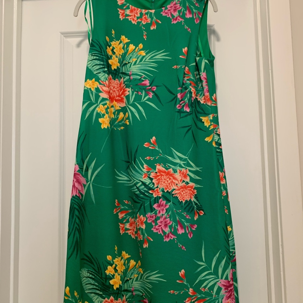 JH Collectibles Green Pink & Orange Sleeveless Dress Crew Neck size 8